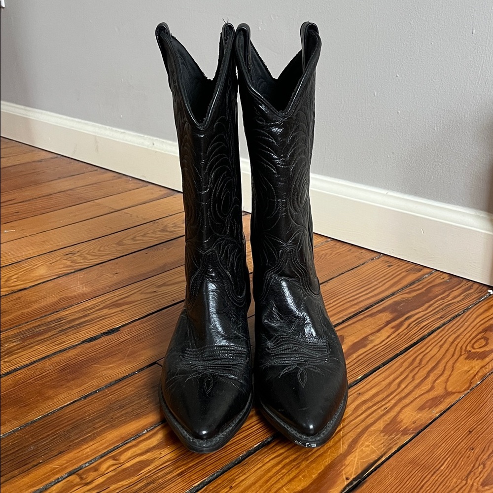 ACME Black Leather Western Cowboy Boots - Picture 2 of 7